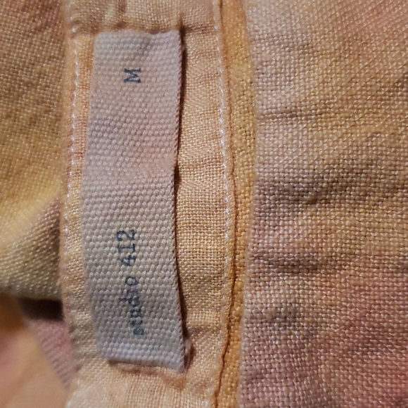 Studio 412 Linen Shift Dress Orange Hand Dyed Fringe Pockets - Picture 3 of 4